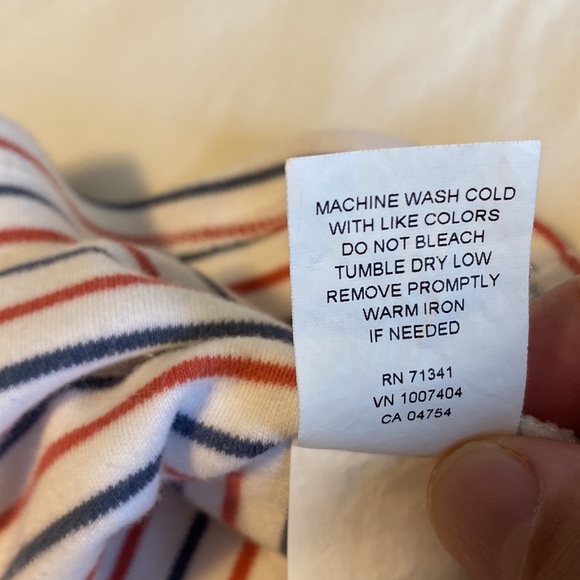 L.L. Bean Red White Blue Striped V Collar Top - Size L - Picture 11 of 11